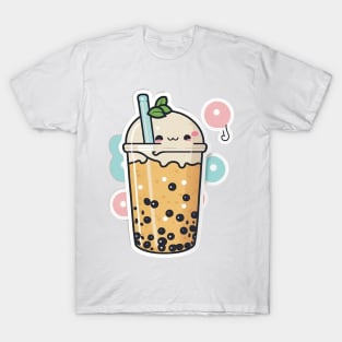 Cute Bubble Tea Cartoon Boba Drawing T-Shirt